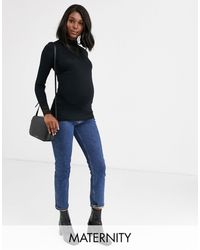Mama.licious - Mamalicious Maternity High Neck Top With Lace Insert - Lyst
