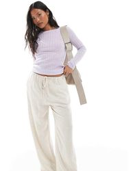 Miss Selfridge - Linen Blend Drawstring Waist Wide Leg Trousers - Lyst