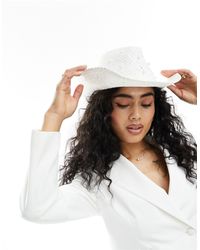 South Beach - Pearl Embellished Cowboy Hat With Pearl Veil - Lyst