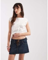 Hollister - Y2k Denim Lace Up Mini Skort - Lyst
