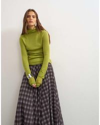 TOPSHOP - Knitted Wool Blend Double Layer Sheer Turtleneck Top - Lyst