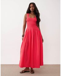 ASOS - Crinkle Scoop Neck Maxi Sundress With Shirred Waist - Lyst