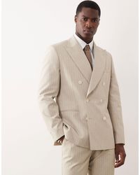 ASOS - Slim Double Breasted Suit Jacket With Linen - Lyst