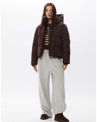 Stradivarius - Piumino Basic Color Cuoio Con Cappuccio - Lyst