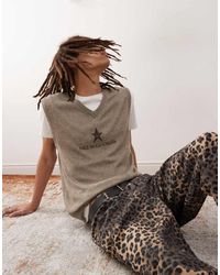 Collusion - V Neck Slogan Knitted Tank - Lyst