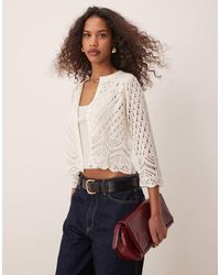 Jdy - Cropped Vest Met Broderie En 3/4 Mouwen - Lyst