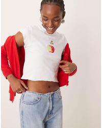 Miss Selfridge - Apple Embroidered Baby Tee - Lyst