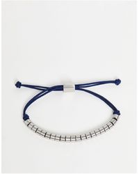 Tommy Hilfiger Mens Adjustable Bead Bracelet - Blue
