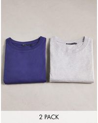 ASOS - Confezione da 2 t-shirt oversize girocollo blu navy e grigio mélange - Lyst