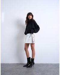Mini-jupe Topshop Taille 10 - Couleur Bleue - Fermeture éclair Dorée - Occasion En Très Bon état