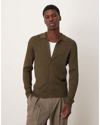 Mango - Cardigan Color Kaki A Coste - Lyst