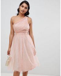 ASOS Tule Midi-jurk Met Glitter Voering - Roze