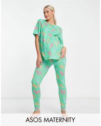 ASOS - Asos design maternity – pyjama mit oversize-t-shirt und leggings - Lyst