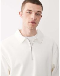 ASOS - Relaxed 1/4 Zip Sweatshirt With Collar - Lyst