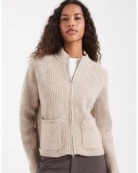 ASOS - Knitted Fisherman Rib Bomber Jacket With Pocket Detail - Lyst