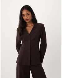 4th & Reckless - Collarless Flare Sleeve Structured Fitted Waist Blazer - Lyst