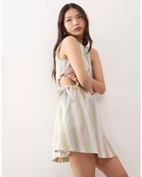 Reclaimed (vintage) - Mini Dress With Cutouts And Tie Sides - Lyst