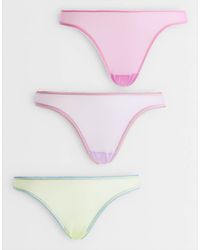 ASOS - 3 Pack Sheer Mesh High Leg Brazilian With Contrast Trim - Lyst