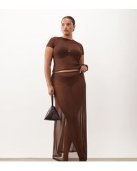 ASOS - Asos Design Curve Sheer Mesh Maxi Skirt - Lyst