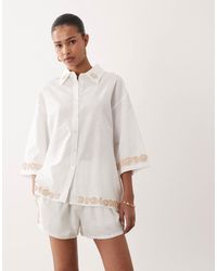 SNDY'S - – oversize-hemdbluse aus leinen-baumwollmix - Lyst