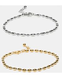 ASOS - Set Van 2 Schakelarmbanden Van Waterbestendig Roestvrij Staal Met Bolletjes - Lyst