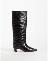 ASOS - Castiel Real Leather Kitten Heel Pull On Knee Boots - Lyst