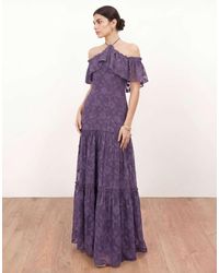 ANAYA - Floral Burnout Cold Shoulder Halter Neck Maxi Dress - Lyst