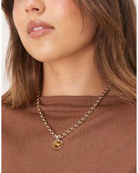 ASOS - Ketting Met Tijgeroog Hangertje Van Halfedelsteen - Lyst