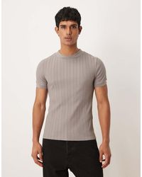 ASOS - Hoogsluitend Muscle Fit T-Shirt Met Textuur - Lyst