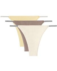 Oysho - 3 Ribbed Cotton Thongs - Lyst