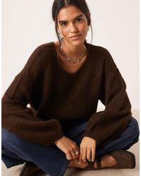Jdy - Pull oversize réversible en maille - marron chocolat - Lyst