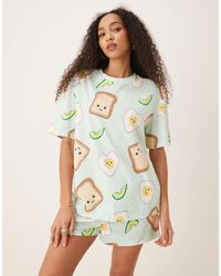 ASOS - Asos Design Maternity Avocado egg On Toast Oversized Tee And Shorts Pyjama Set - Lyst