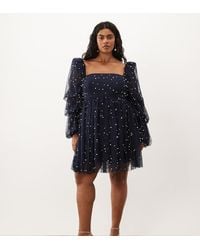 ASOS - Curve Tulle Baby Doll Dress With Pearl Embellishment - Lyst
