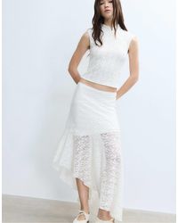 Stradivarius - – asymmetrischer midirock aus spitze - Lyst