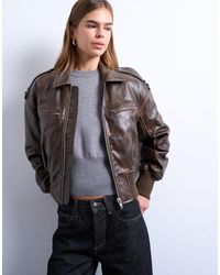 TOPSHOP - – bomberjacke aus kunstleder - Lyst