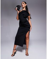 ASOS - Vestito Midi Strutturato Con Risvolto Lavorato - Lyst
