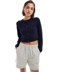 ASOS - Crew Neck Cropped Cardigan With Pocket - Lyst