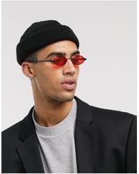 ASOS - – e ovale mini-brille im stil der90er mit roten gläsern - Lyst