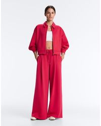 Oysho - Wide-Leg Piqué Pleat Trousers With Cotton - Lyst