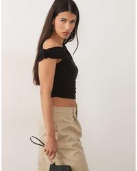 ASOS - Slinky Knot Shoulder Top With Asymmetric Hem - Lyst