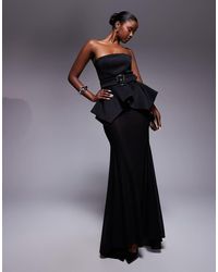 ASOS - Premium Bodice Maxi Dress With Cinched Belt Detail And Sheer Skirt - Lyst