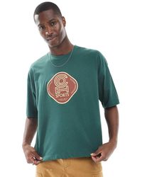 ASOS - Camiseta Verde De Corte Cuadrado Extragrande Con Estampado Gráfico Deportivo De - Lyst