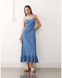 Reclaimed Vintage - Denim Seam Detail Strappy Maxi Slip Dress - Lyst