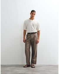 ASOS - Oversized Tapered Linen Rich Suit Trousers - Lyst