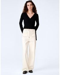 OMNES - Knitwear Soleil Knitted Wrap Top Long Sleeve Crochet Cotton Wrap Top - Lyst