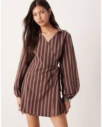 ASOS - Poplin Tie Side Mini Shirt Dress - Lyst