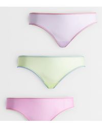 ASOS - Asos Design Curve 3 Pack Sheer Mesh High Leg Brazilian With Contrast Trim - Lyst