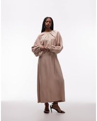 & Other Stories - Satin Cape Detail Maxi Dress With Volume Sleeves - Lyst