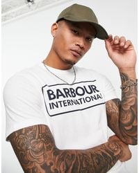 Barbour - Camiseta blanca con logo grande - Lyst