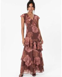 ANAYA - Floral Print Faux Wrap Ruffle Maxi Dress - Lyst